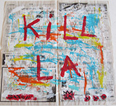 untitled (acrylic & collage on Korean newsprint)